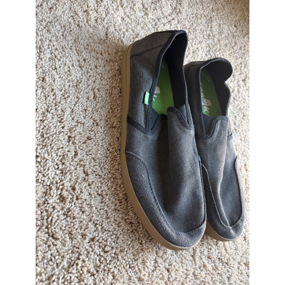Sanuk Vagabond Mens Charcoal Grey Canvas Slip On Sidewalk Surfer Shoes Size 14 - Picture 3 of 8